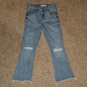 Hidden Women's Blue Cropped Flare Jeans